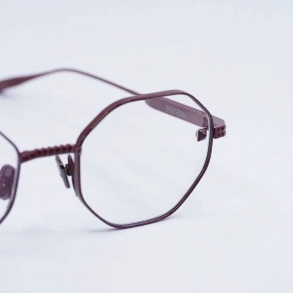 New! Valentino Bordeaux Octagonal Glasses, V STUD VLX 122B, Authentic